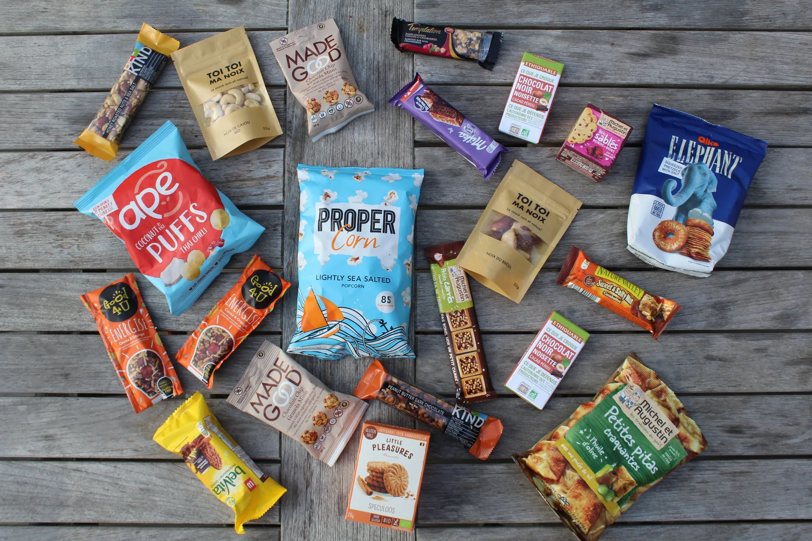 Sélection de snacks sains
